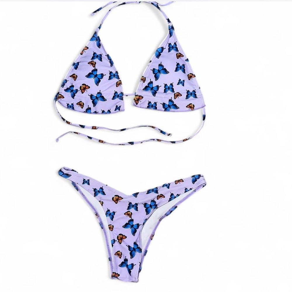 Whimsical Purple and Blue Butterfly Bikini Set